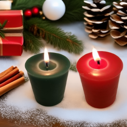 Large Votives 100% Beeswax Christmas Votive Candle Set – Red & Green Festive Hand-Poured Candles for Holiday Decor, Table Centerpieces, and Cozy Ambiance