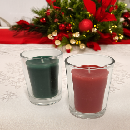 Large Votives 100% Beeswax Christmas Votive Candle Set – Red & Green Festive Hand-Poured Candles for Holiday Decor, Table Centerpieces, and Cozy Ambiance