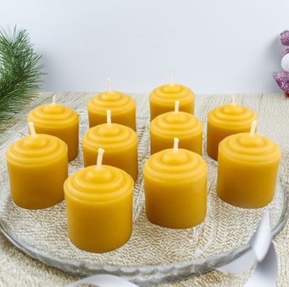 Mini Votive 100% Pure Beeswax Small Votive Candles - Natural Handmade Candles for Home, Events, and Gifts ( Various Sets) | 6 | 9 | 12 | 100 | 200