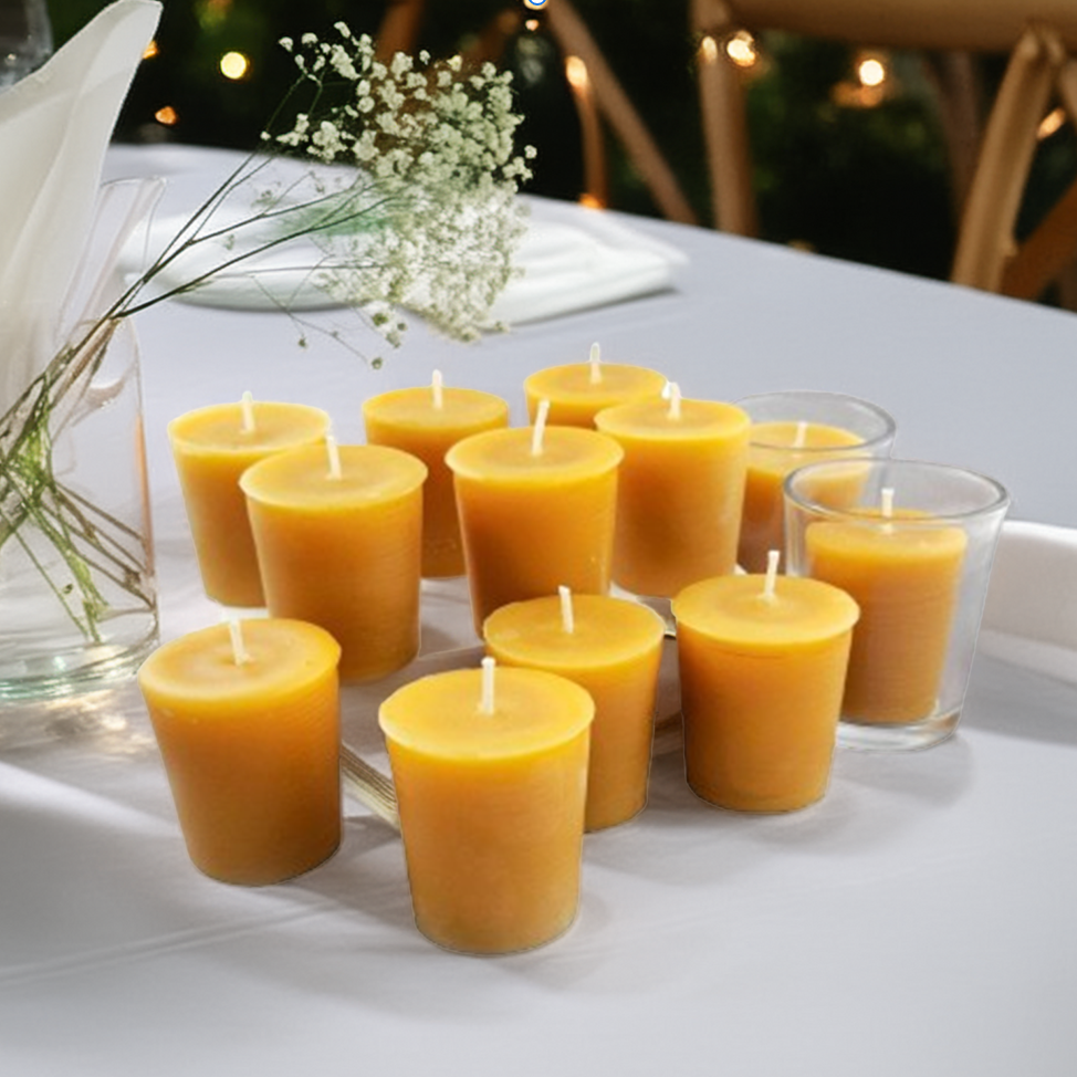 Large Votive 100% Pure Beeswax Votive Candles - Packs of Natural, Handcrafted Candles for Home Decor and Gifts| 4 | 6 | 12 | 48