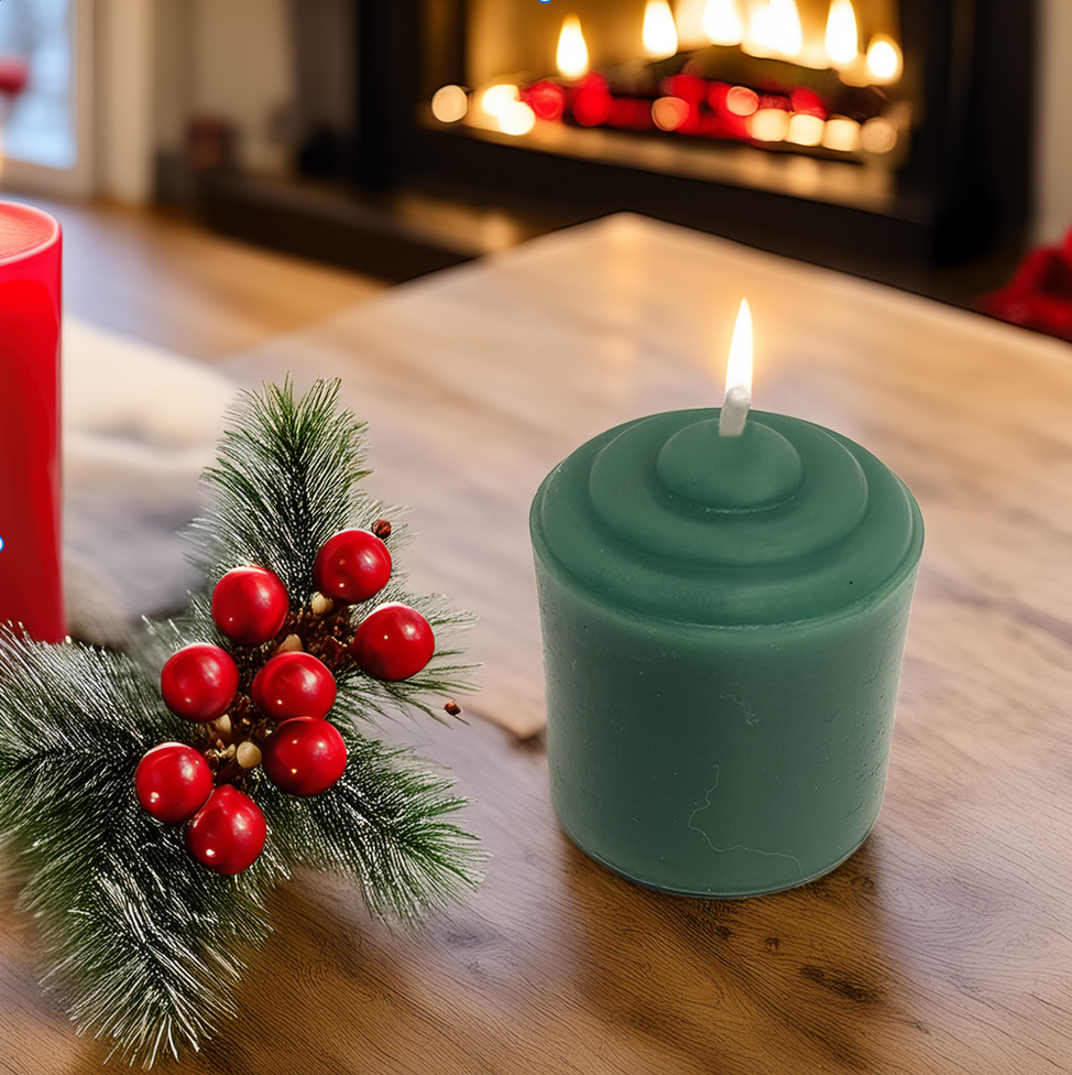 Mini Votive 100% Beeswax Christmas Votive Candle Set – Red & Green Festive Hand-Poured Candles for Holiday Decor, Table Centerpieces, and Cozy Ambiance