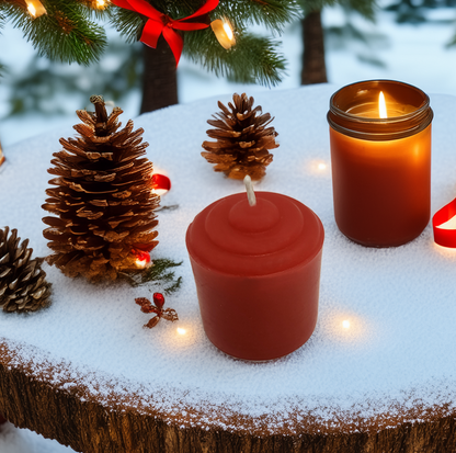 Mini Votive 100% Beeswax Christmas Votive Candle Set – Red & Green Festive Hand-Poured Candles for Holiday Decor, Table Centerpieces, and Cozy Ambiance